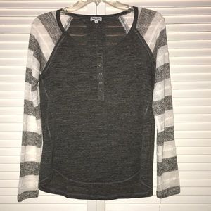 Splendid Rugby Pointelle Loose Knit Henley